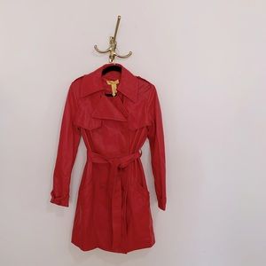 Red Leather Trench Jacket